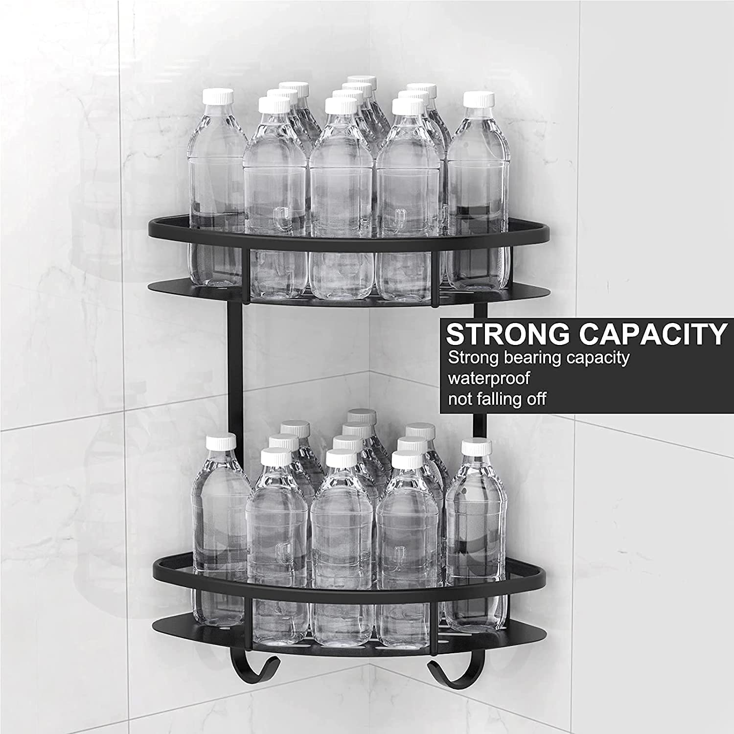 2 Pack Aluminum Adhesive Shower Caddy Corner Shelf Storage Rack for Bathroom โ image 2