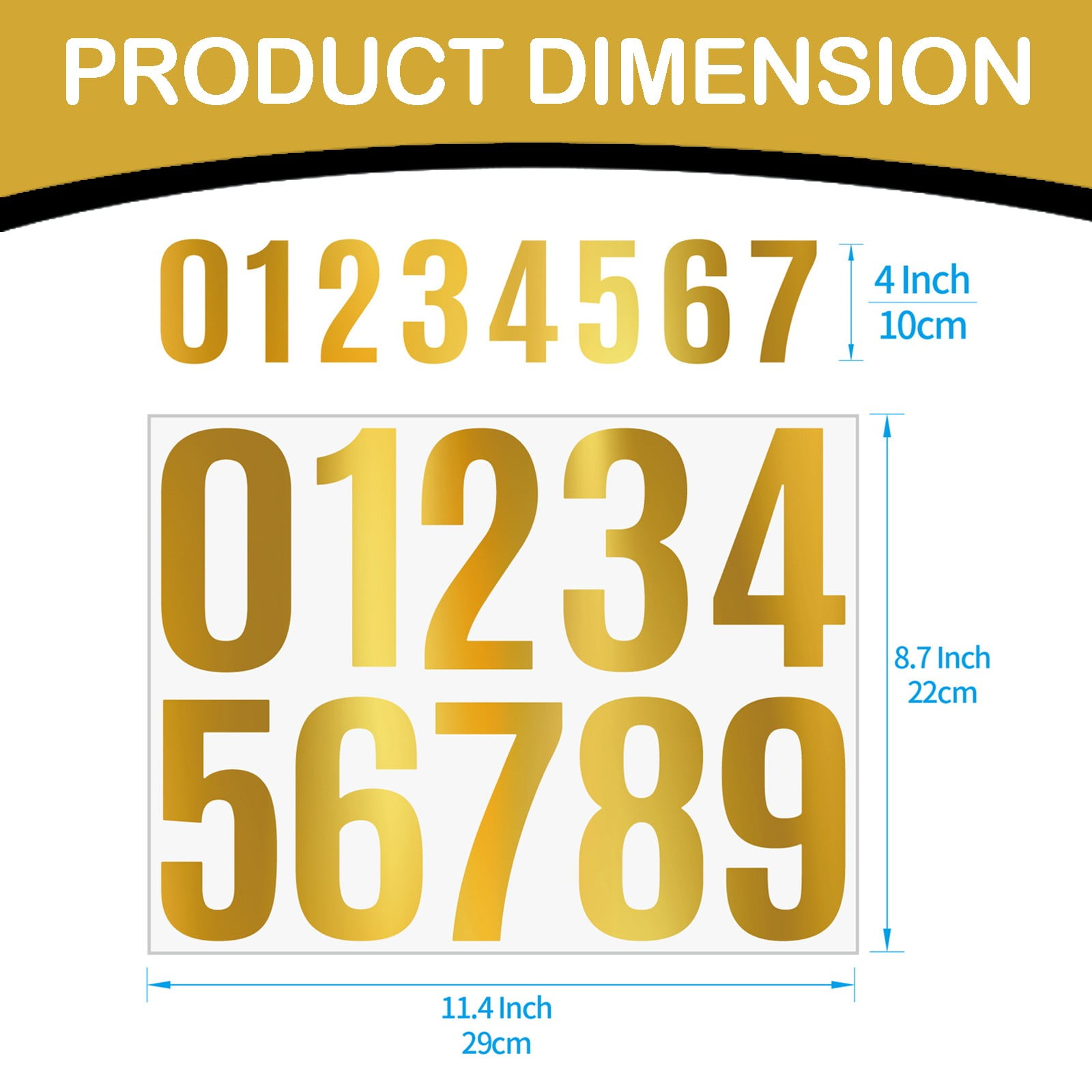 Vinyl Number Stickers, Self Adhesive Weatherproof Digit Decals for Mailbox Car and Home, Blue, 4 inches โ image 3