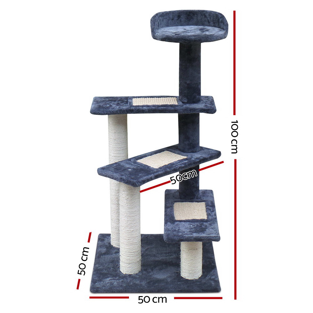 i.Pet Cat Tree 100cm Scratching Post Scratcher Tower Wood Condo House Trees Bed — image 2