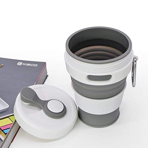 Collapsible Camping Cup with Straw Silicone Folding Coffee Cup Sport Bottle Portable Travel Outdoor Car 16oz (2pcs) — image 2