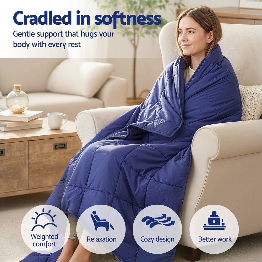 Giselle Bedding Weighted Blanket 6.8kg Kids Adults Heavy Gravity Relax Calm Blue — image 4