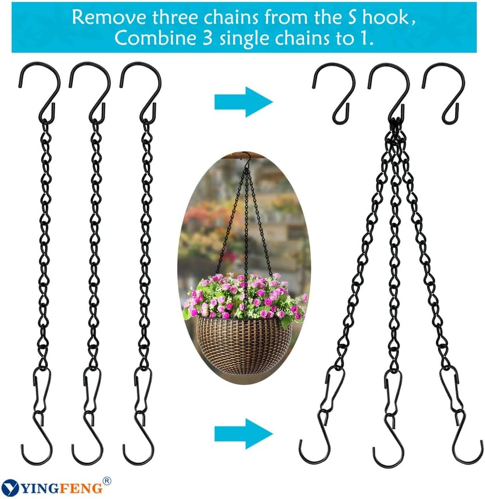 10 Pack 9.5 Inch Black Hanging Chains, Garden Plant Hangers for Hanging Bird Feeders, Billboards, Chalkboards, Basket, Planters, Lanterns, Wind Chimes and — image 3