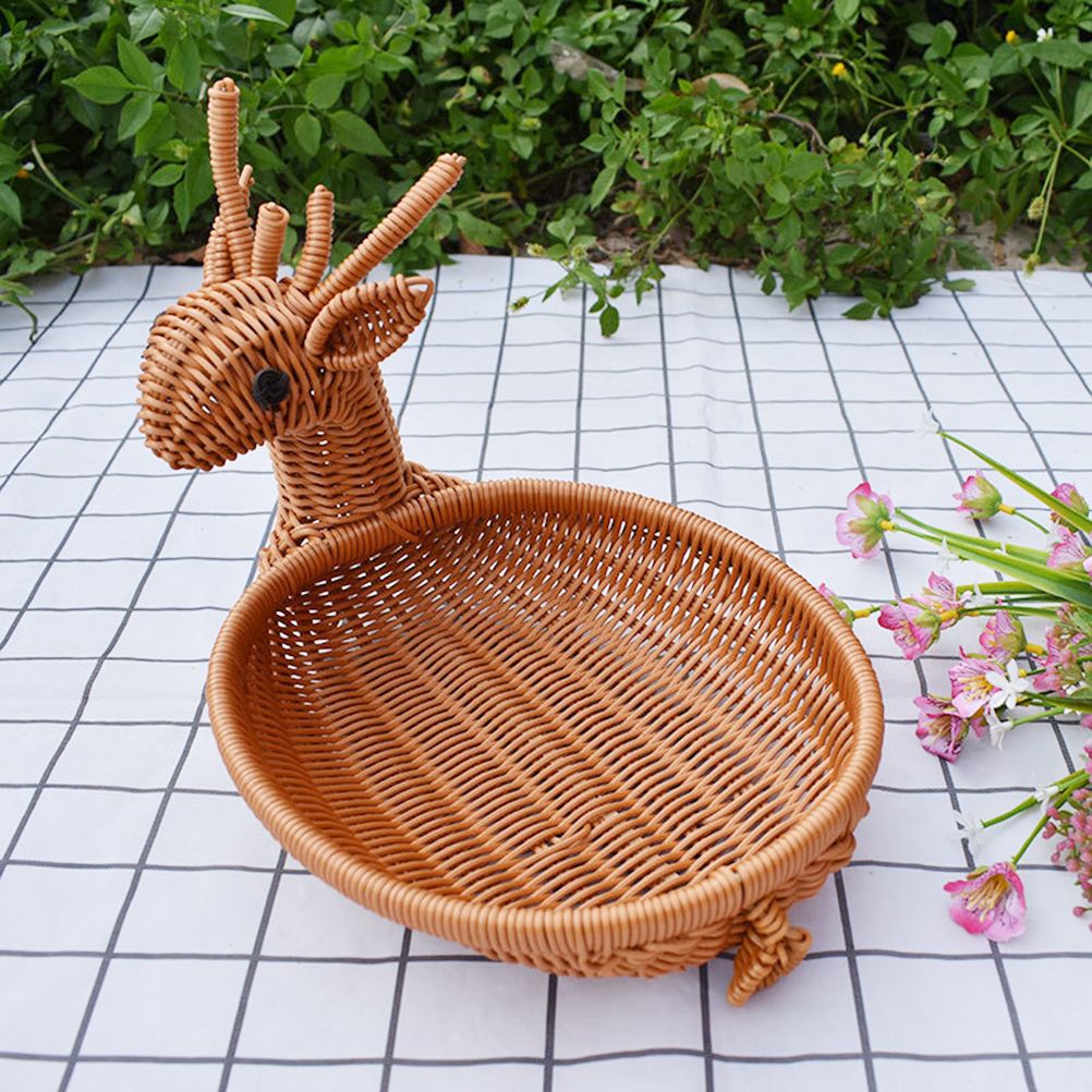 Simulation Rattan Woven Basket Storage Basket Fruit Basket Animal Shape Storage Basket Display Basket โ image 4