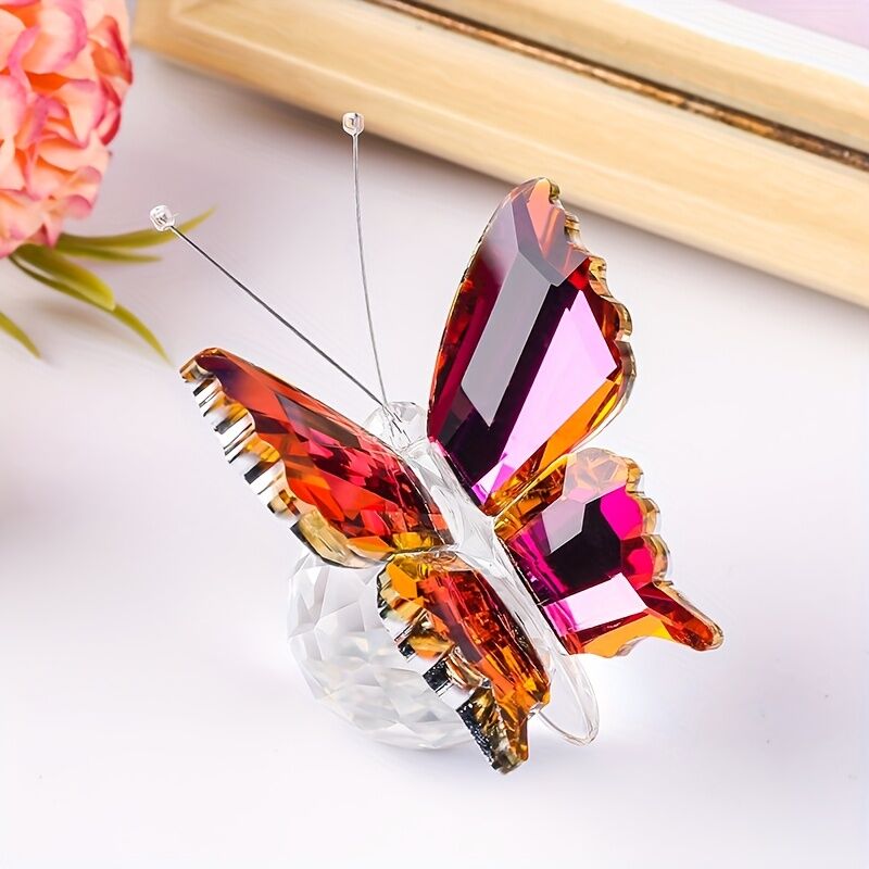 brown powder**"Crystal Wing Radiance" | 5.5cm Gradient Crystal Butterfly Sculpture — Poetry Captured in a Moment, an Eternal Gift Illuminating Space and