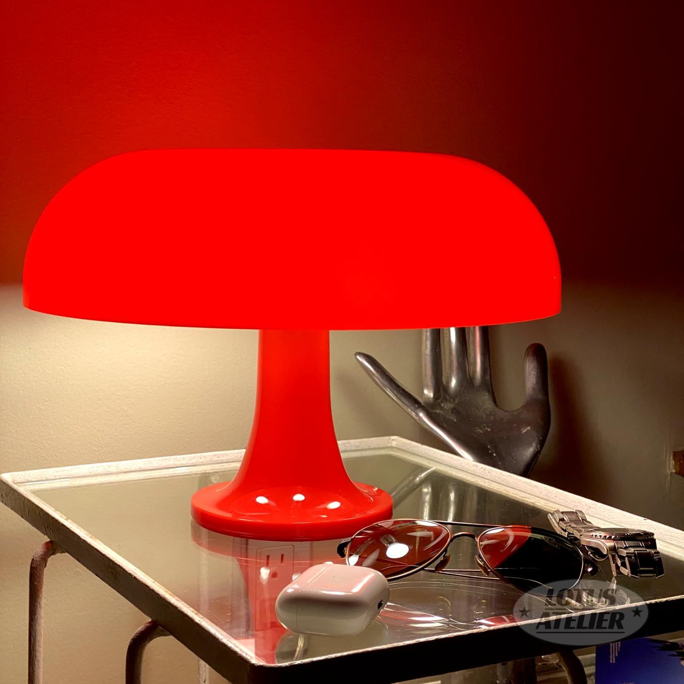 Red Mushroom Lamp for Room Aesthetic Modern Lighting for Bedroom Mid Century lamp | Cool Retro Living Room Decor (Red) — image 4