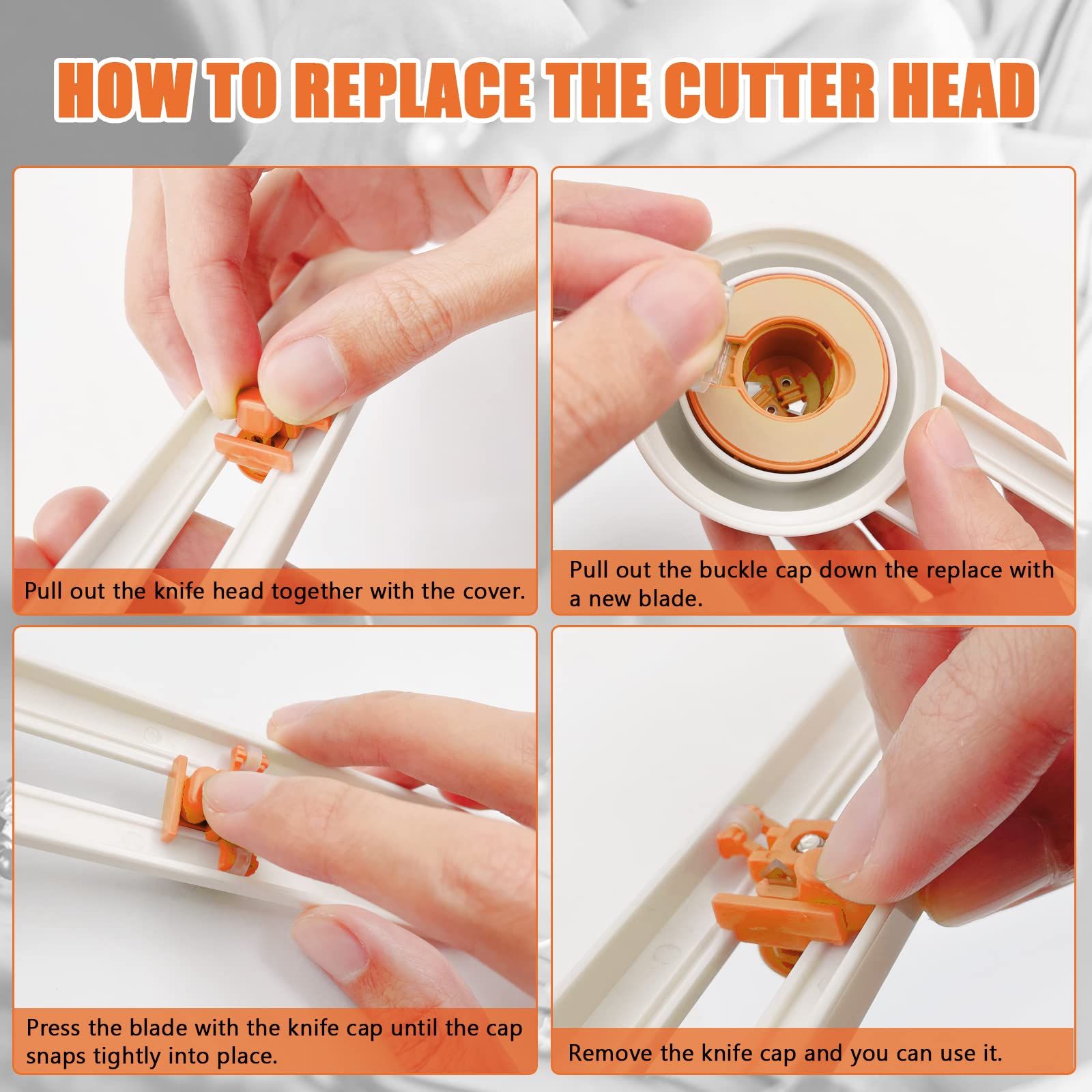 Adjustable Circular Paper Cutter, Rotary Paper Trimmer Scrapbooking Making Tool with Replacement Blades(Orange) — image 4
