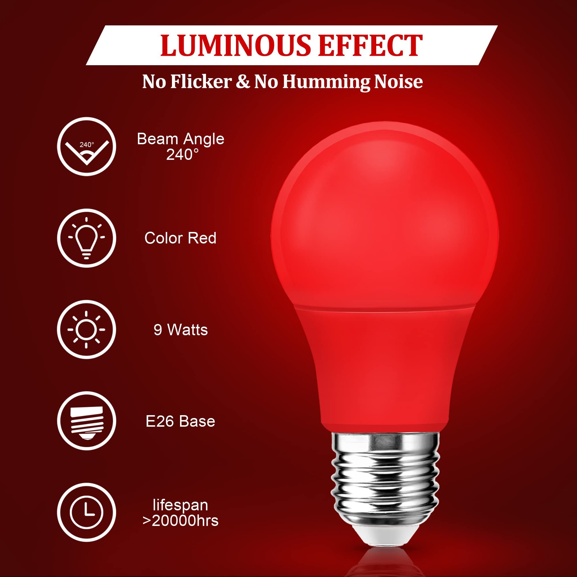 Red Light Bulbs, Colored Party Light Bulb Outdoor, Base for Porch Lights, Police Support, Home Lighting, Wedding — image 2