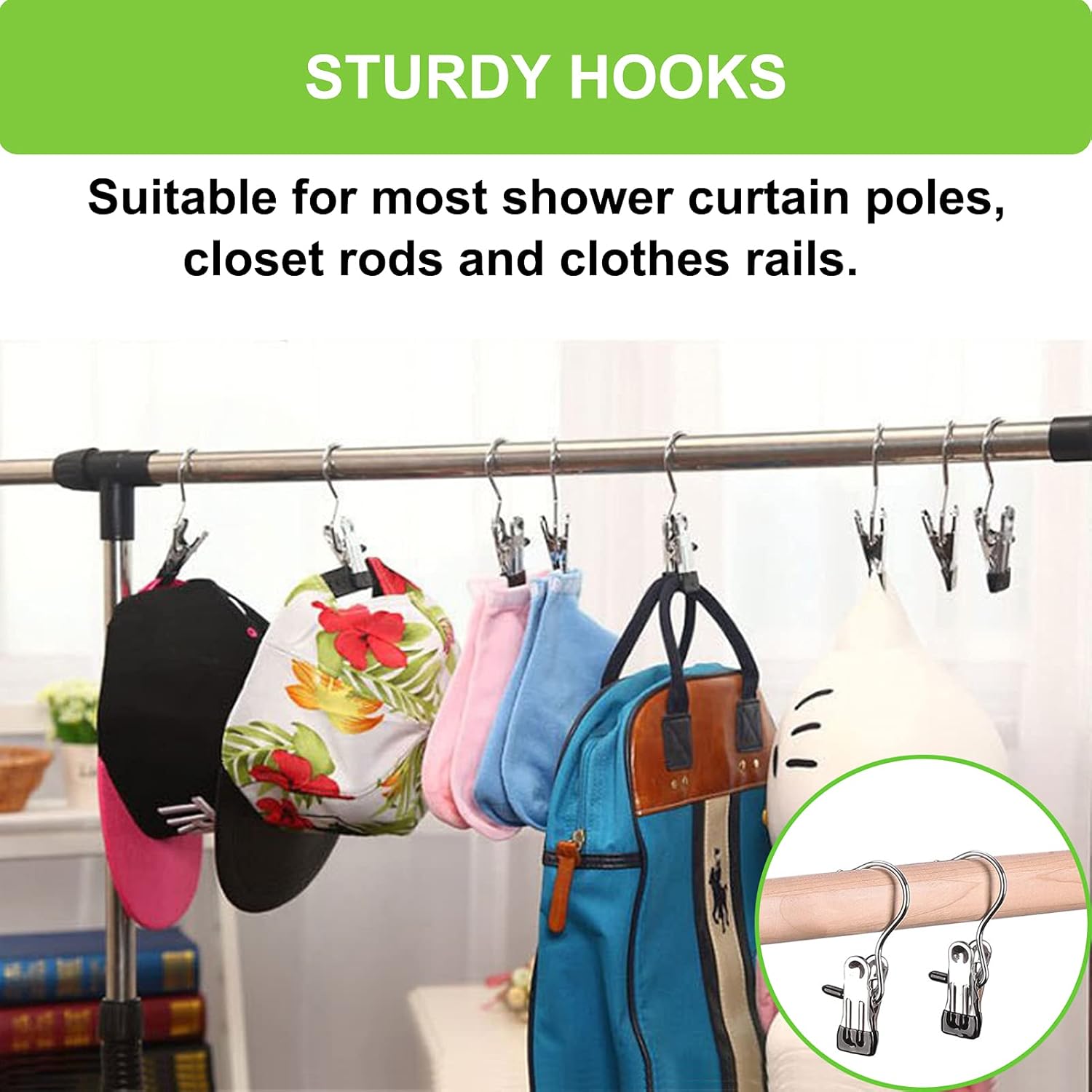 Boot Hangers Clips, 16 Pack Laundry Hooks Hanging Clips Clothes Pins Closet Hanger Organizer Clamps Socks Towel Clips Heavy Duty Clothespins Bulk Hanger Clips — image 6