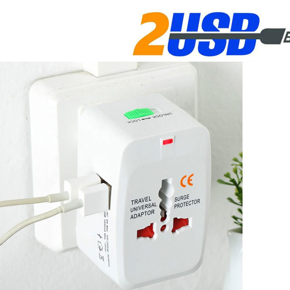 Dual USB Portable Electric Plug Power Socket Adapter International Travel Universal Charger Converter EU UK US AU — image 2
