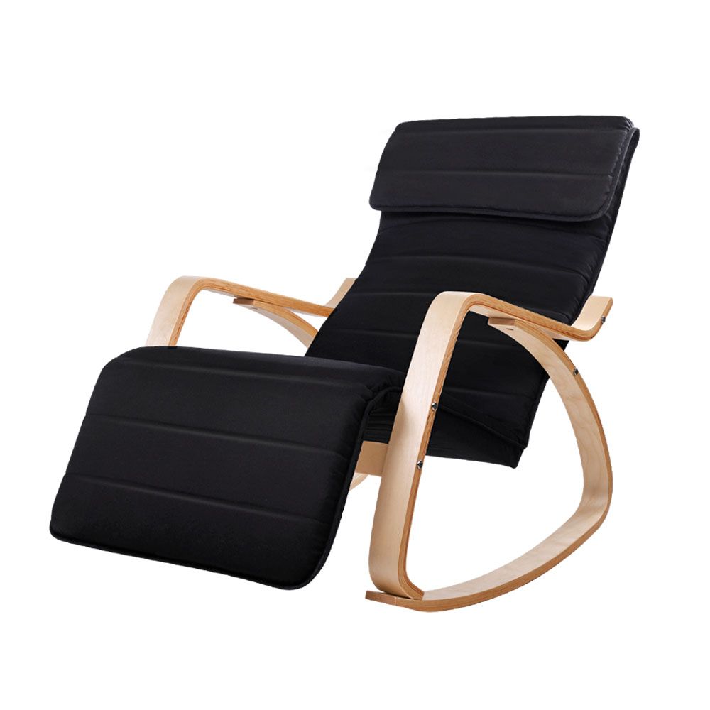 Artiss Rocking Armchair Footrest Nursing Black Afton — image 2