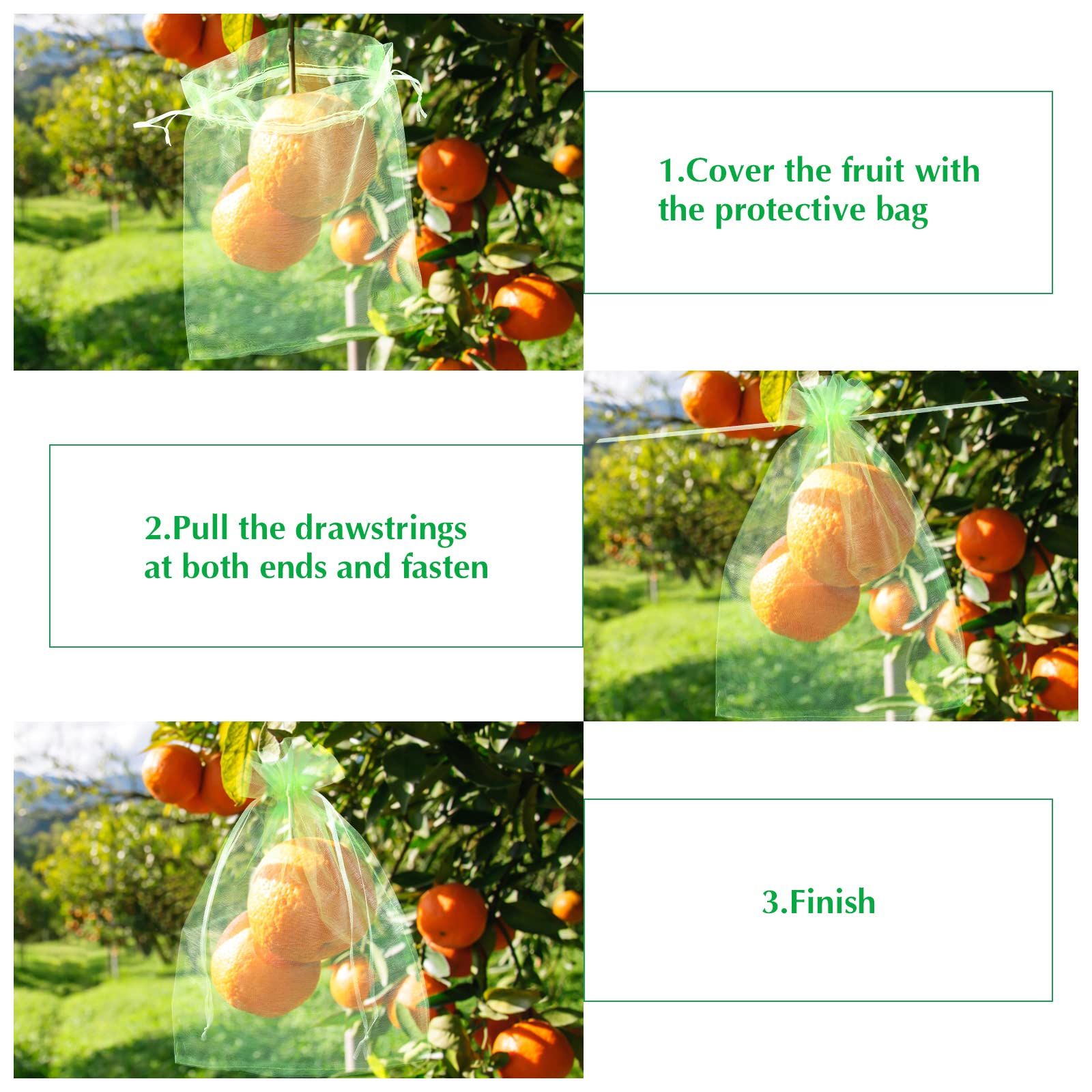 10 Pcs Fruit Protection Bags, Fruit Netting Bags with Drawstring, Garden Fruit Cover Mesh Bag to Protect Plants — image 5