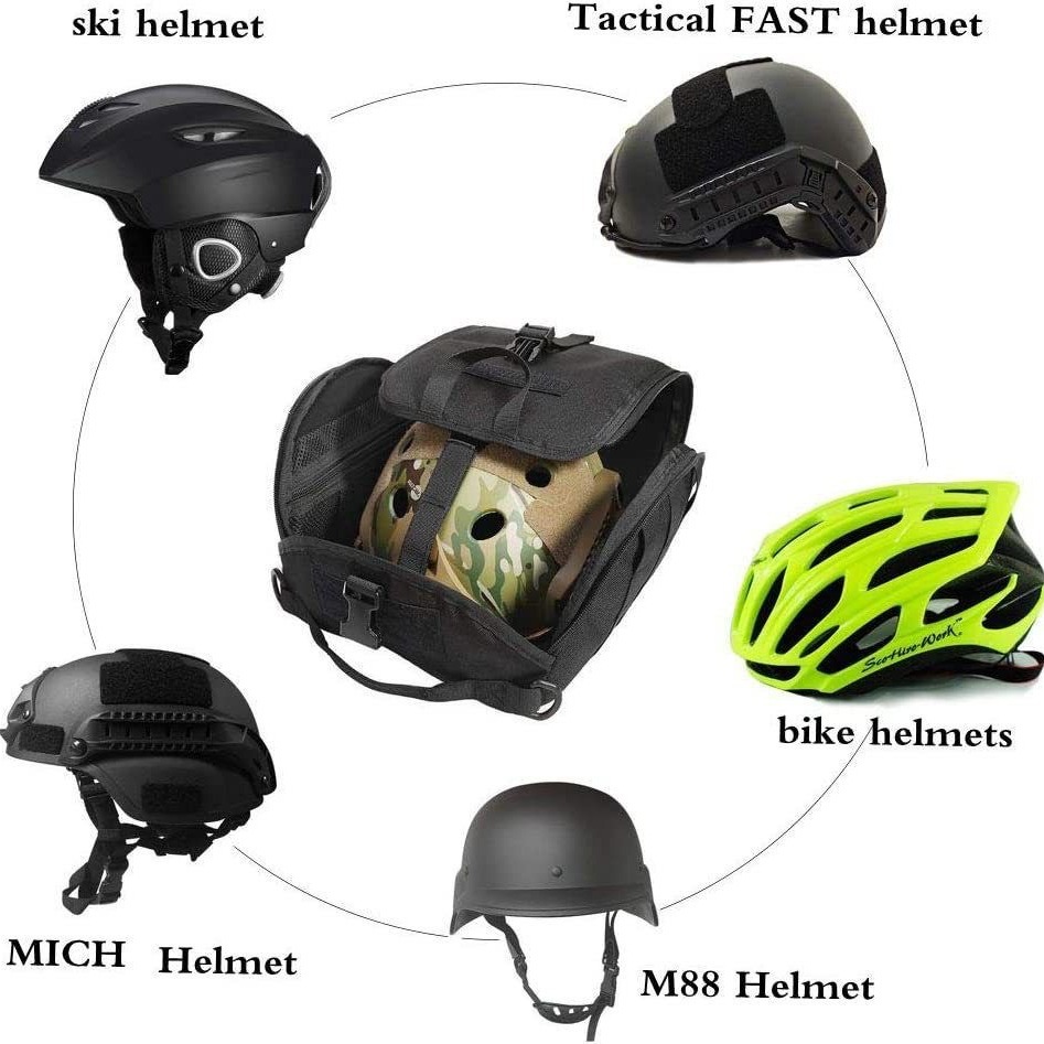 Black Tactical Helmet Bag & Utility Pouch - Padded MOLLE Gear Storage Carrier — image 4