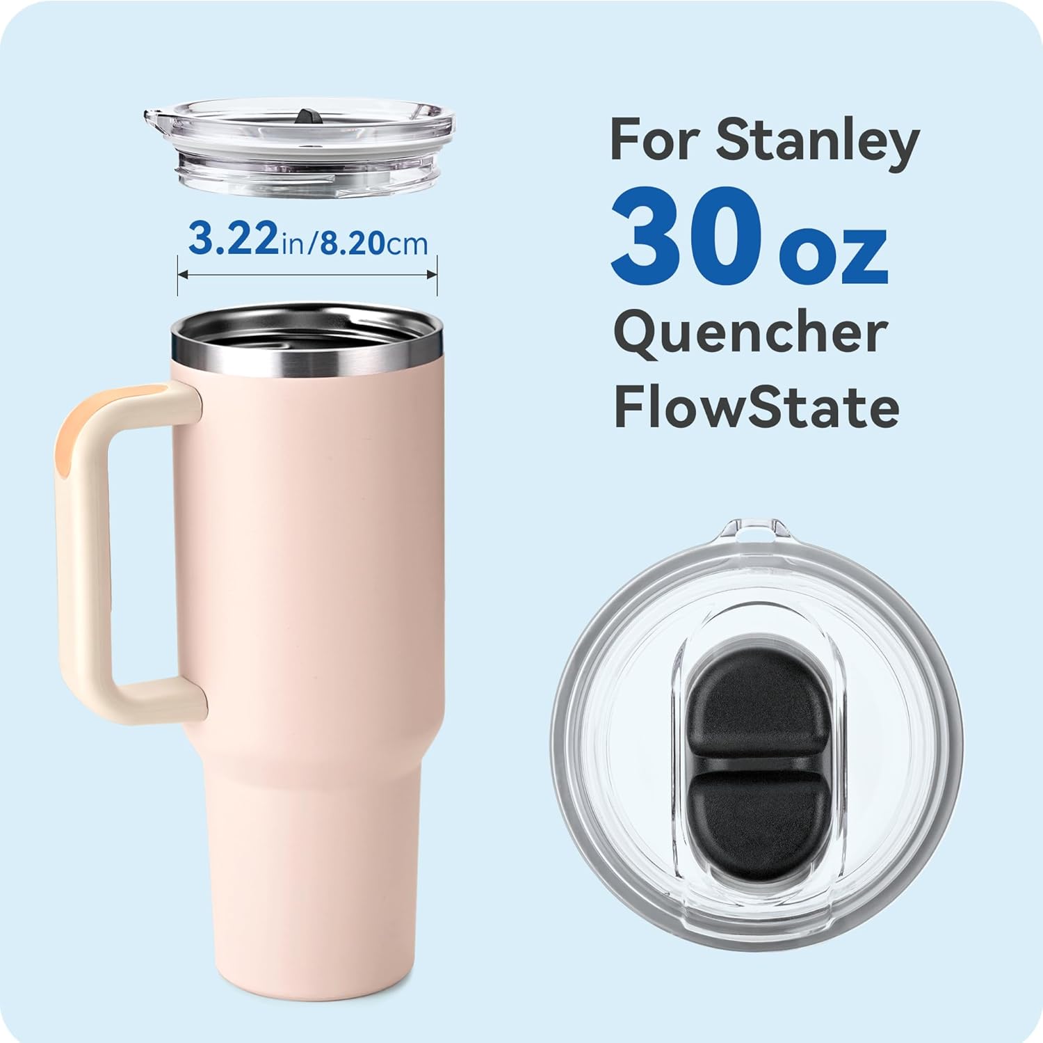 Replacement Lid for Stanley Quencher H2.0&1.0 30oz Tumblers,Leak-Proof Threaded Cover with Straw-Friendly Design, BPA-Free Transparent Lid Compatible with — image 5