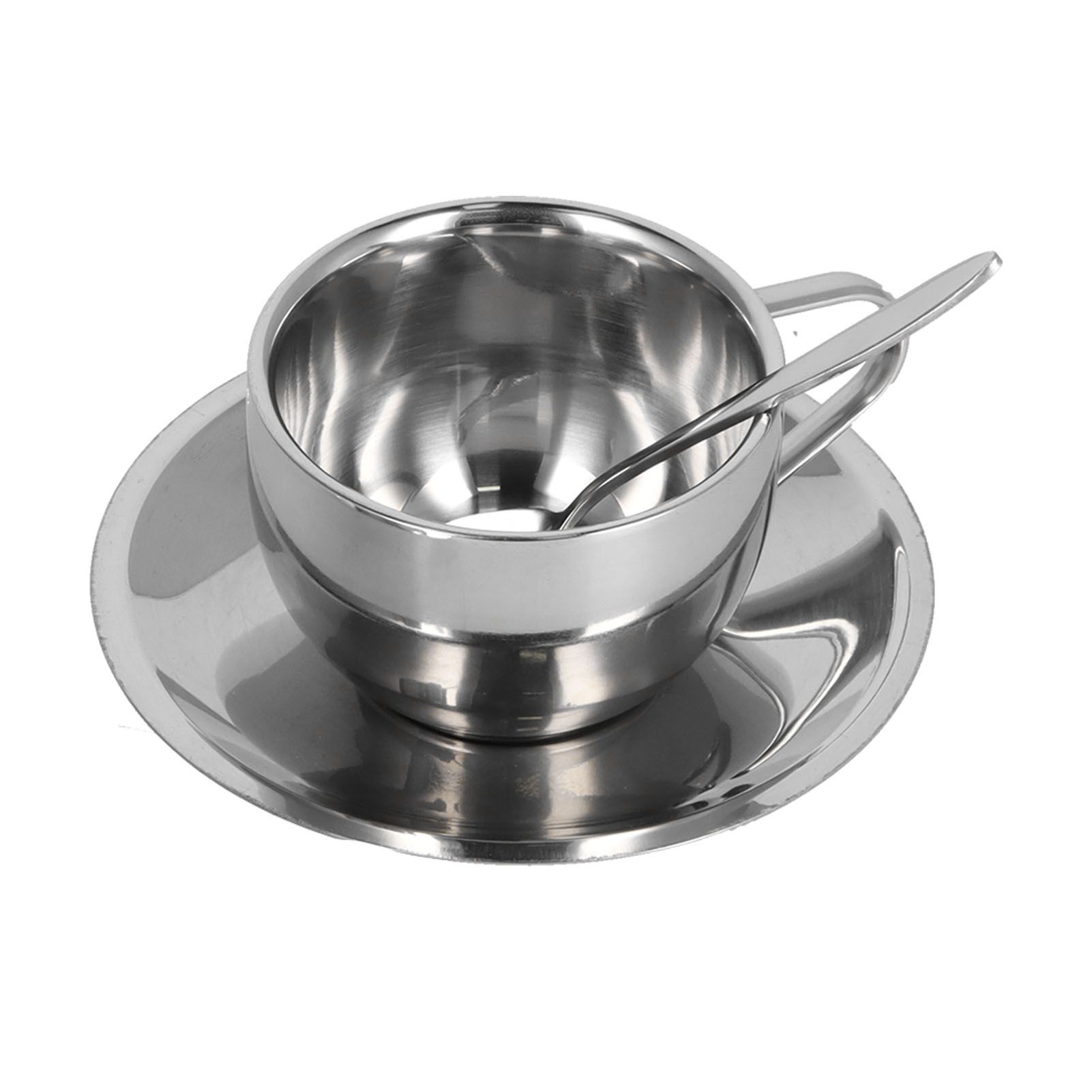 3PCS/Set Insulated Coffee Cup Set Stainless Steel Double Walled Mugs Milk Tea Cup with Saucer Spoon Set180ML โ image 4