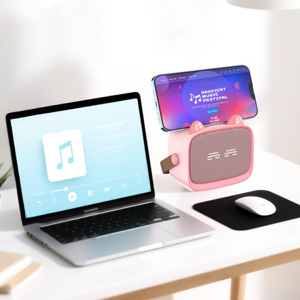 Mini Karaoke Machine - Portable MP3 Player with 2 Wireless Mics Toys & Gifts Pink — image 6