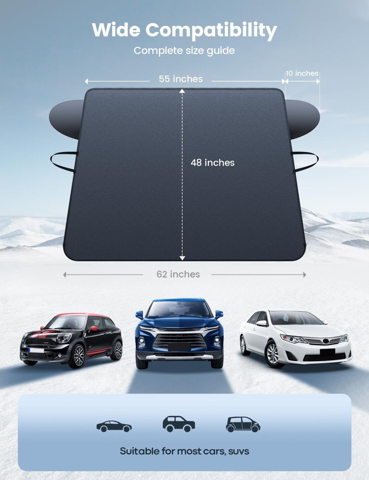 Windshield Cover 800D Oxford Fabric SUV Truck Cover Frost Resistant Waterproof - Black - Size 001 โ image 3
