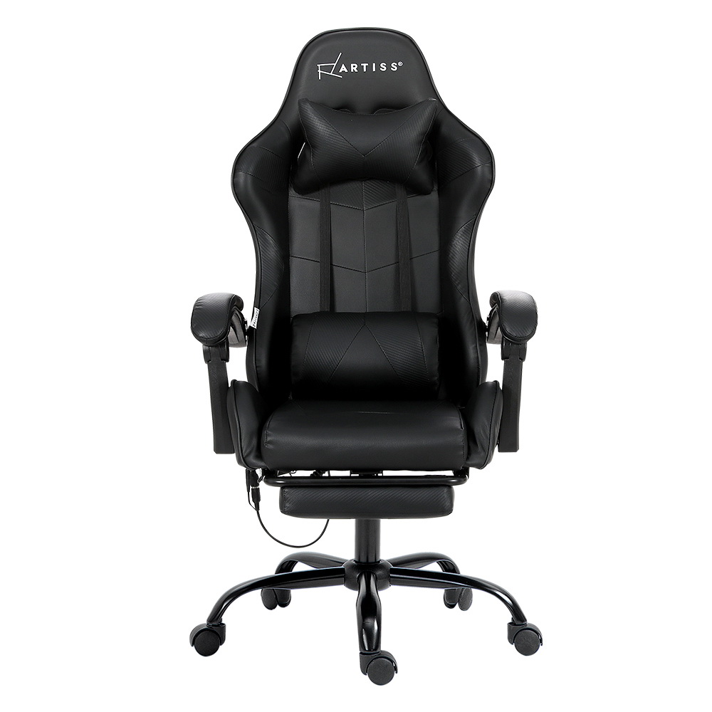 Artiss 6 Point Massage Gaming Office Chair Footrest Black โ image 3