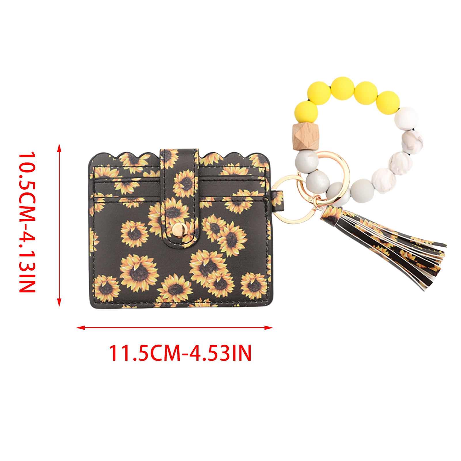 Wallet Women, Wallet Keychain Wristlet for Women, Slim Credit Card Holder Wallet, Fashion Tassel Keychain Bangle Key Ring Purse for Women ( 18 Kinds of Prints — image 3