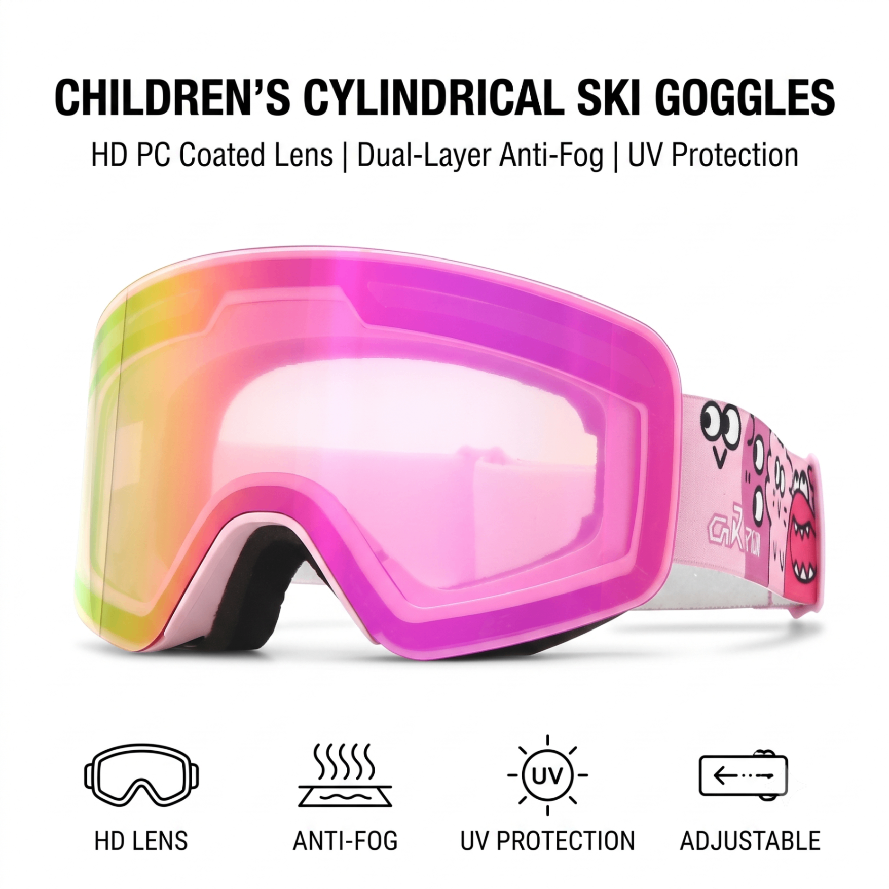 Kids Snow Goggles with Large Cylindrical Lens, Anti-Fog & UV Protection, Compatible with Prescription Glasses, for Outdoor Skiing and Mountaineering Adventures โ image 3