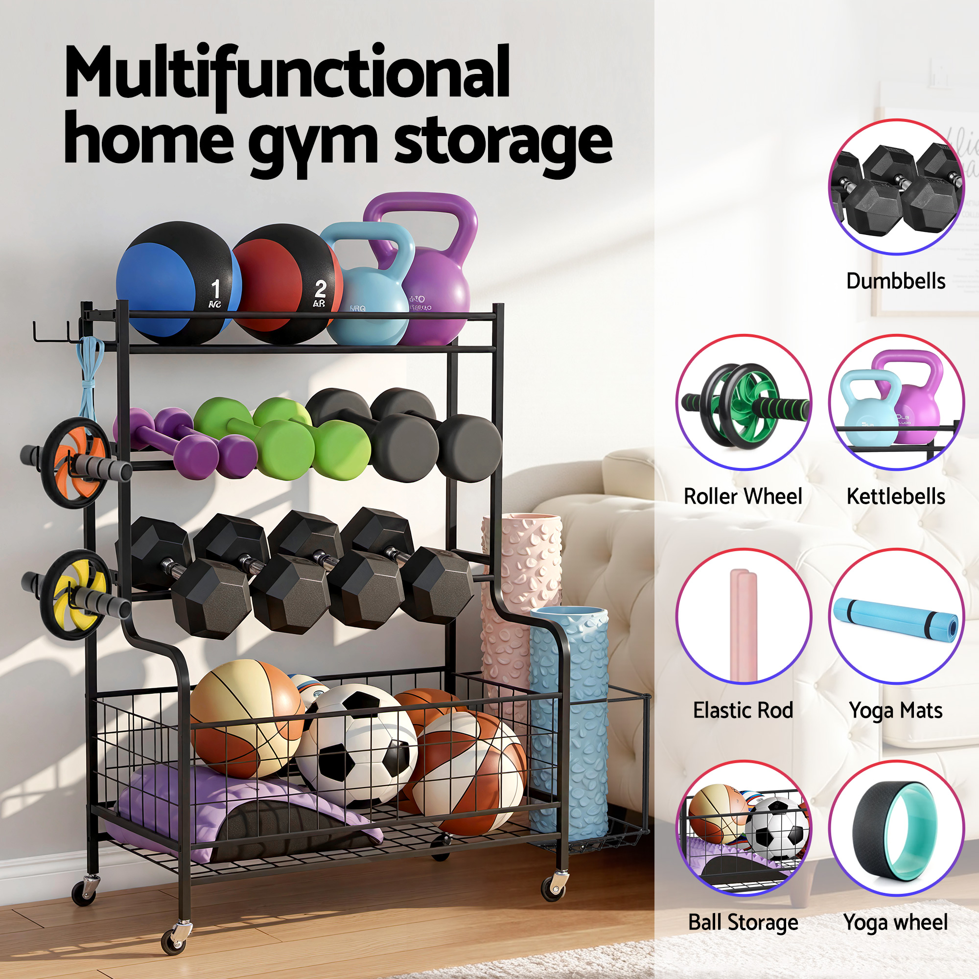 Everfit Dumbbell Rack Weight Rack for Dumbbells Home Gym Storage Black — image 4