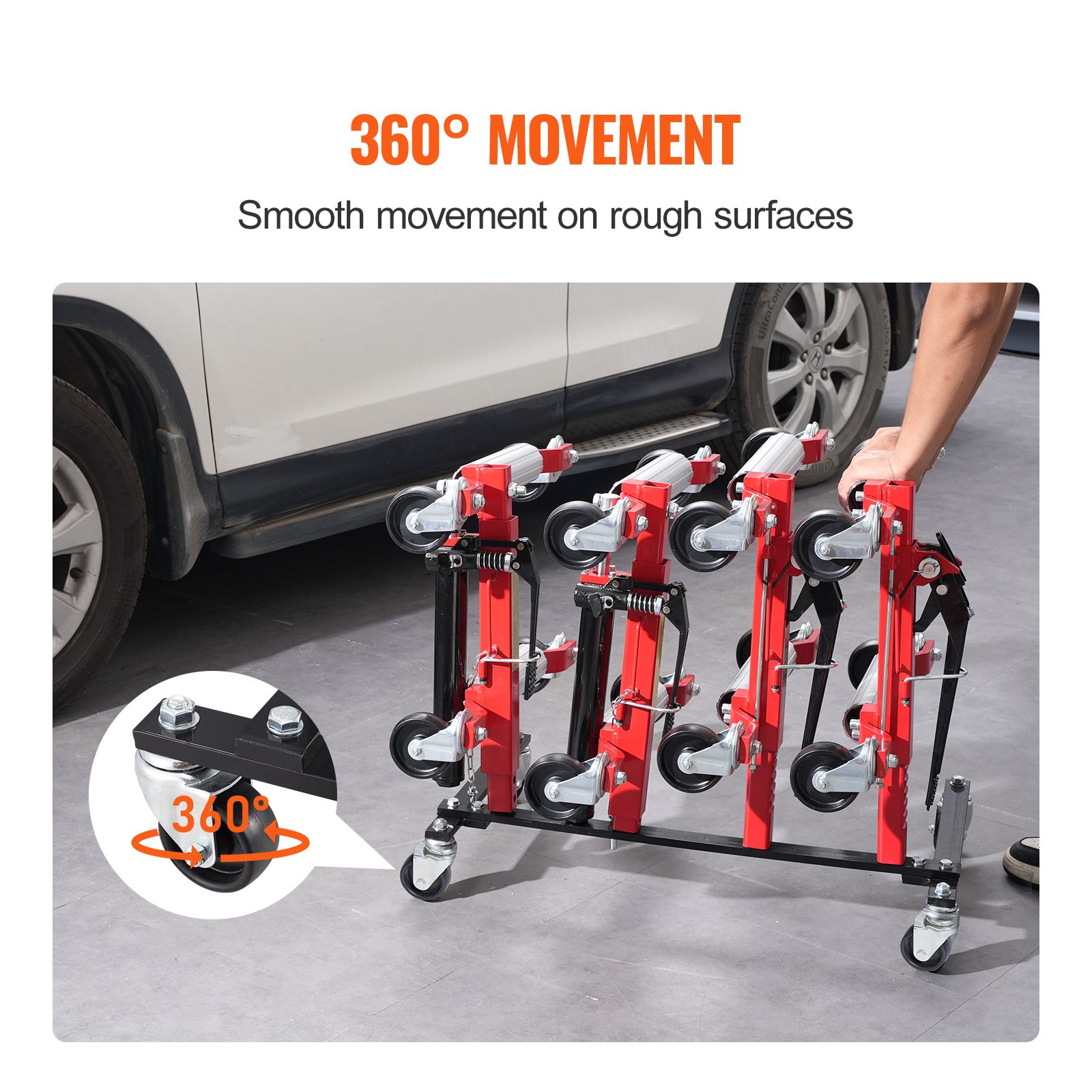 Car Dolly Rack, Storage Rack with 360° Rotatable Wheels, Hydraulic Ratchet Trolley Jack Stand Organizer, Jack Stands Holder Storage Rack, 4-Dolly Capacity — image 3