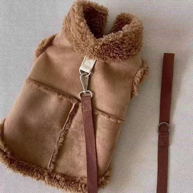 Cozy Pet Winter Vest with Leash Loop: Faux Suede & Plush Fleece Warm Coat for Small Dogs, Cats, and Puppies – Perfect for Autumn, Winter Walks, and Indoor — image 6