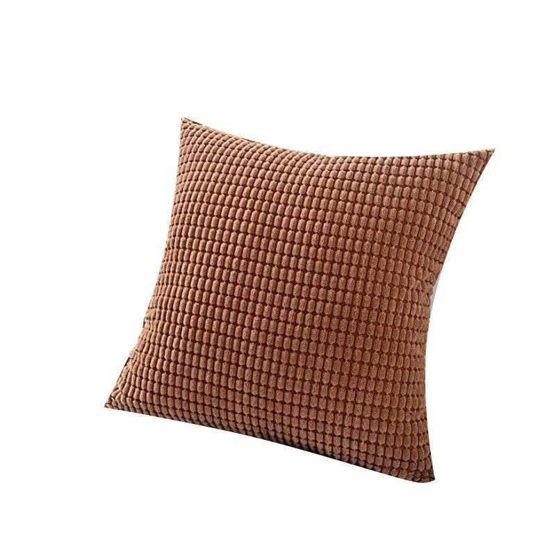 45 × 45 Plain Solid Colour Cushion Cover Decorative Pillow Case Home Multicoloured - Brown