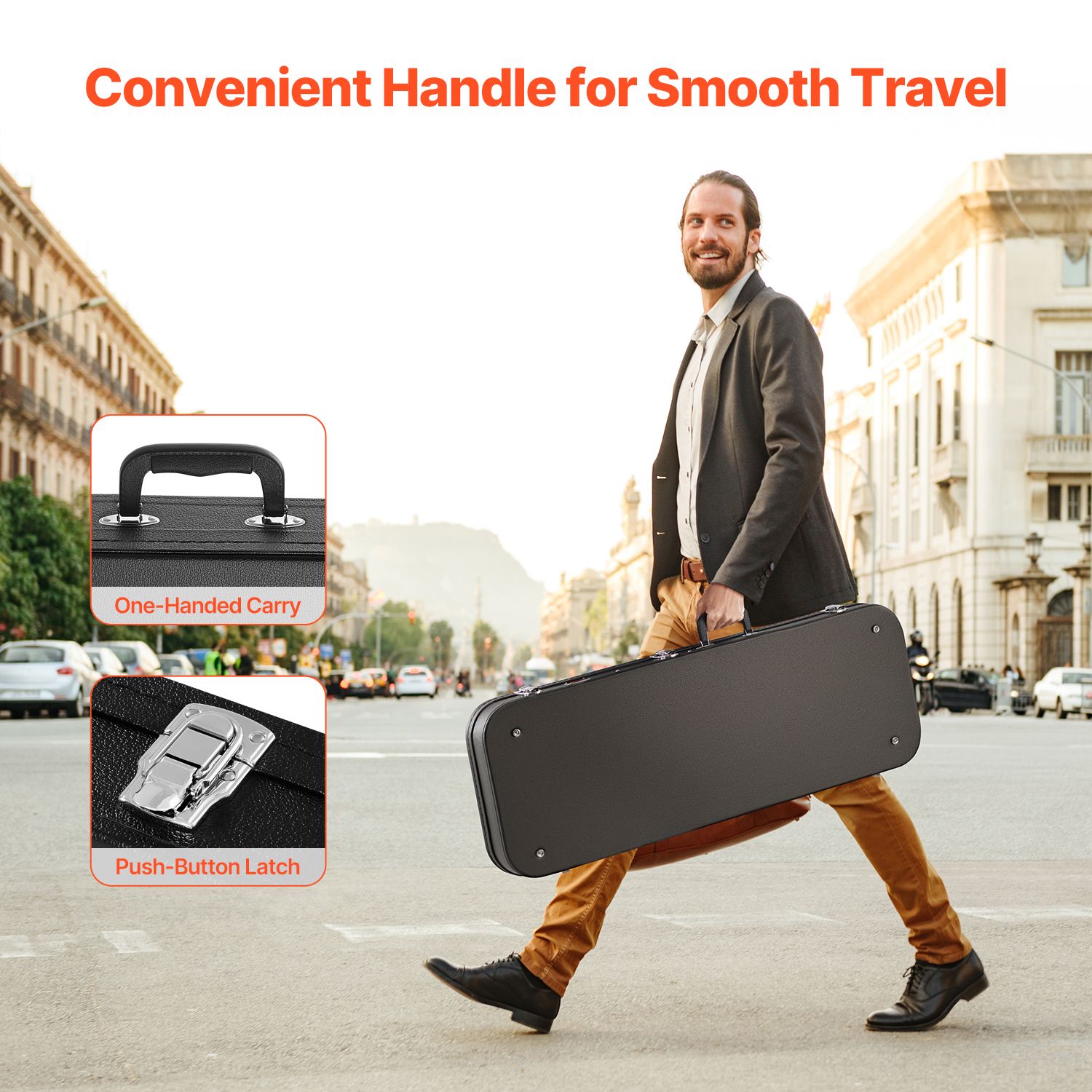 Electric Guitar Hard Case, 1095 mm Rectangular Guitar Hard Case, With Lock Latch Keys Handle, PVC Padding Soft Lining Water-Resistant Hard Shell Guitar Cases — image 5
