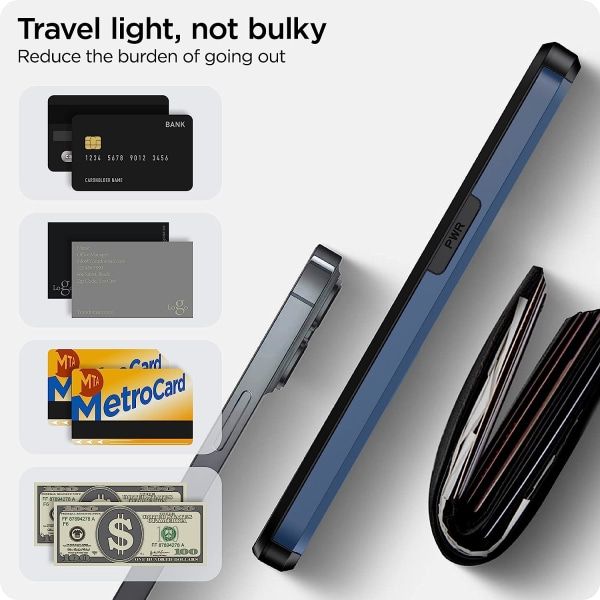 2023 new iPhone 14 case with card holder, Wireless charging compatible iPhone 14 Wallet case, Slim shockproof iPhone 14 case Wallet (Navy blue) โ image 5