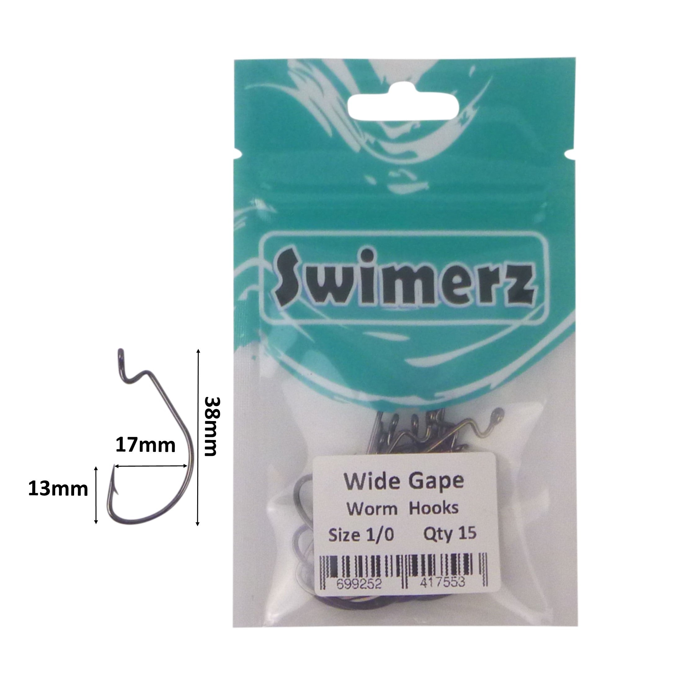 Swimerz 1/0 Wide Gape Worm Hook 15 Pack — image 3