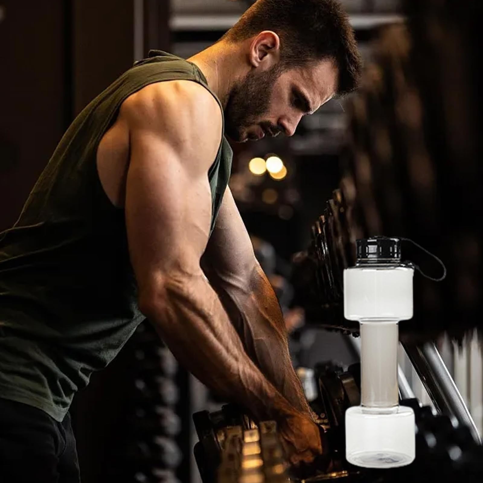Portable Kettle, Water Bottle Multifunctional Water Bottle Dumbbell Shaped Drinking Bottles Leakproof Bottle Drinking Bottle for Gym School Cycling Outdoor — image 6