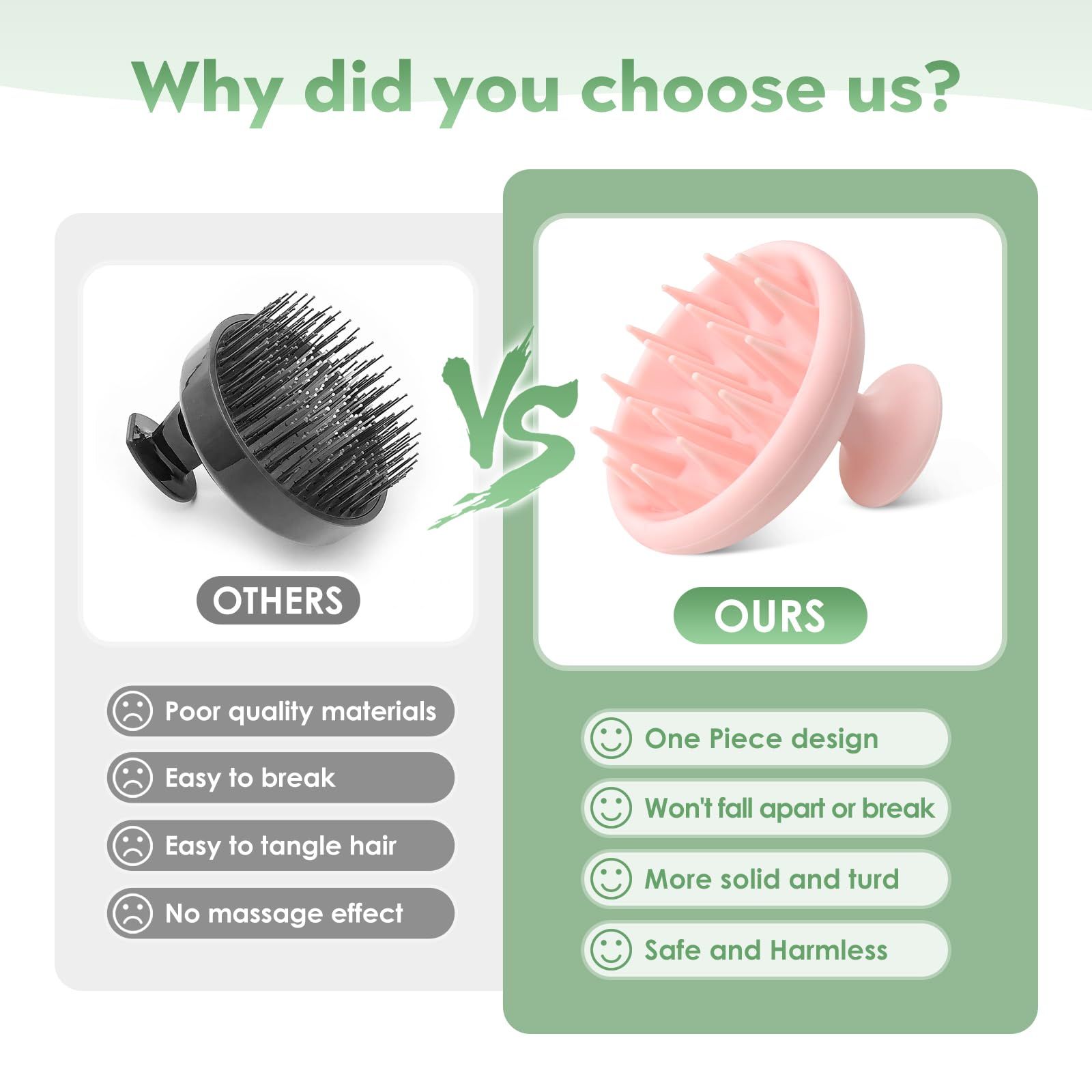 Silicone Scalp Scrubber Shampoo Brush, Scalp Brush for Hair Growth Dandruff Removal, Hair Shampoo Brush for Scalp Exfoliator (Pink) โ image 4