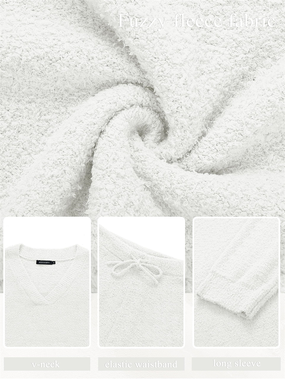 Women's 2-Piece Set Fuzzy Fleece Pajamas Set Long Sleeve Loungewear Pink M โ image 5