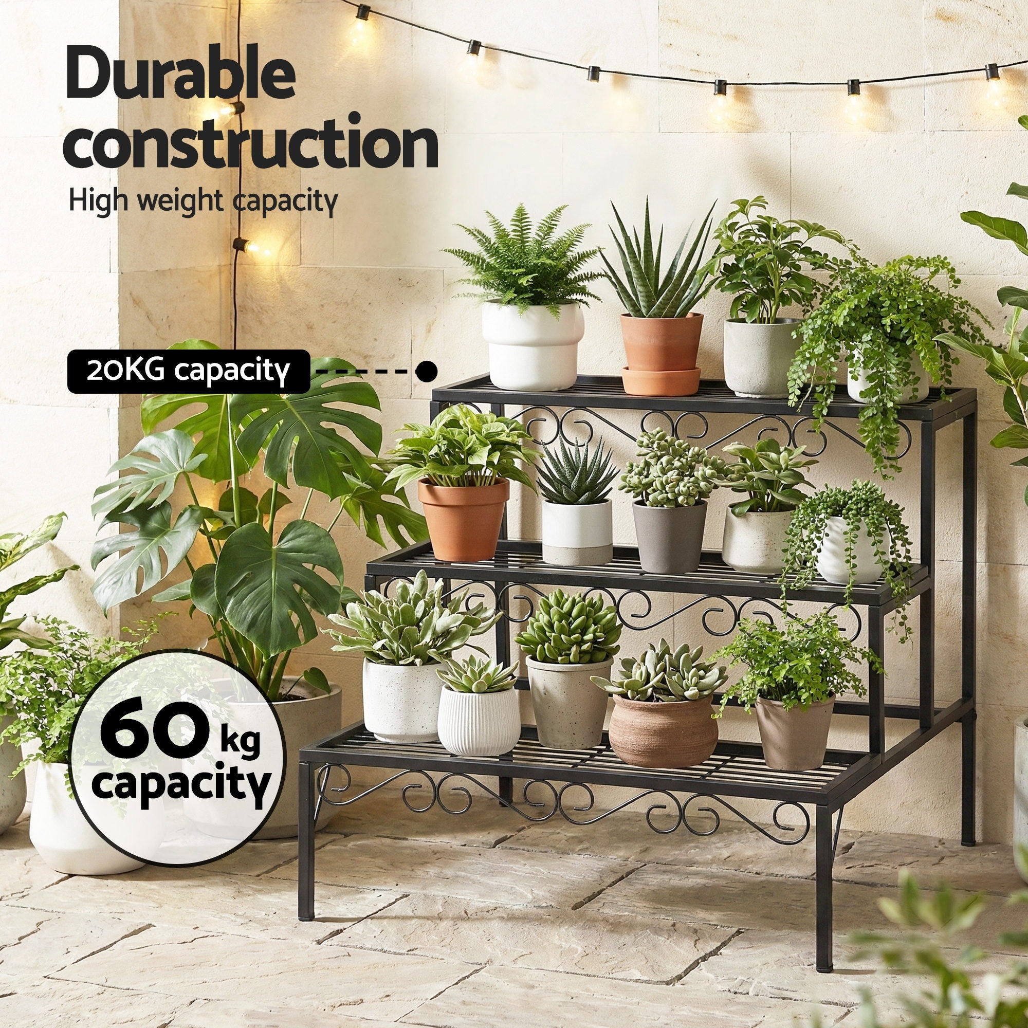 Artiss Plant Stand 3 Tier Metal Corner Plant Shelf Multiple Flower Holder Rack โ image 6