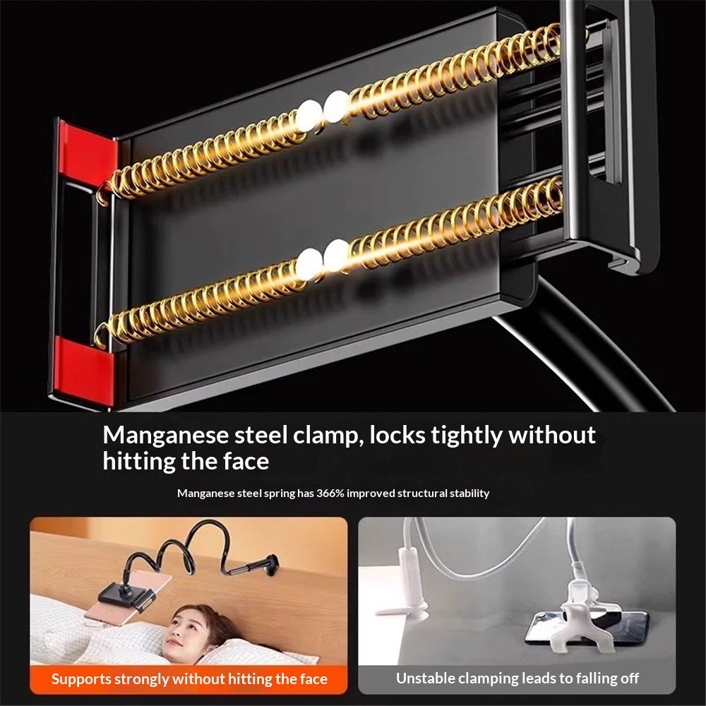 Phone Holder Bed 1pcs- [Thickening the solid heart tube] Flexible Arm, 38inch Overall Length, 360 Adjustable Clamp Clip, Overhead Cell Phone Mount Stand for — image 2