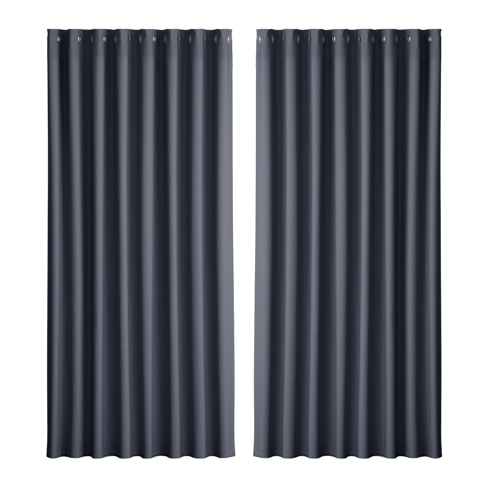 Artiss 2X Blockout Curtains Eyelet 300x230cm Charcoal