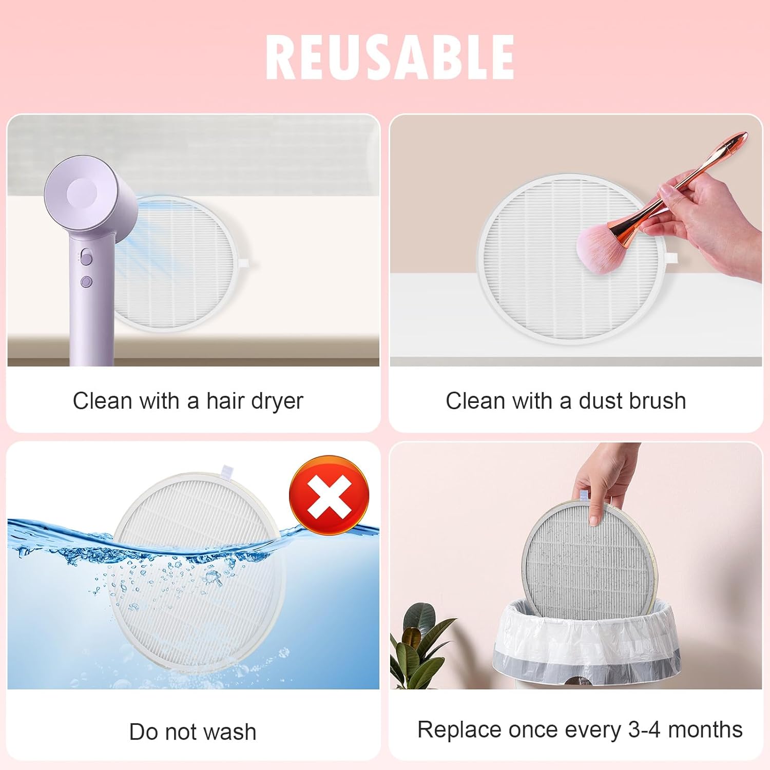 4 Pack Reusable HEPA Filters for MelodySusie Nail Dust Collector, Compatible with SPro/XC320J, Home or Salon Use โ image 6
