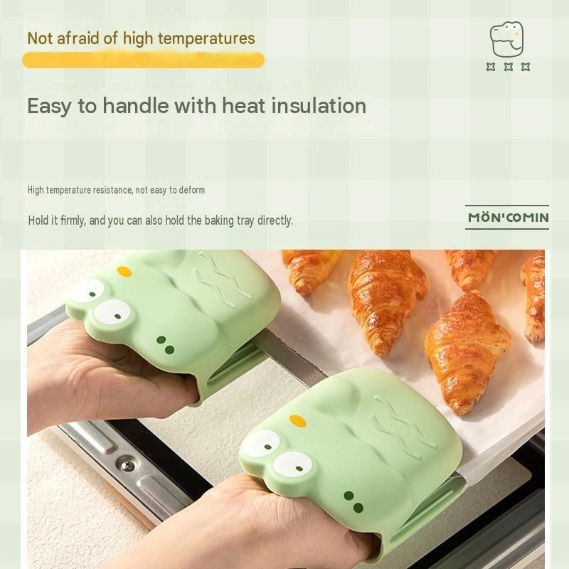 Crocodile shape Kitchen Heat Resistant Set - Adjustable Stainless Steel Plate Lifter and Silicone Oven Mitts - Non-Slip Anti-Scald Dish Grip for Steamer and — image 5
