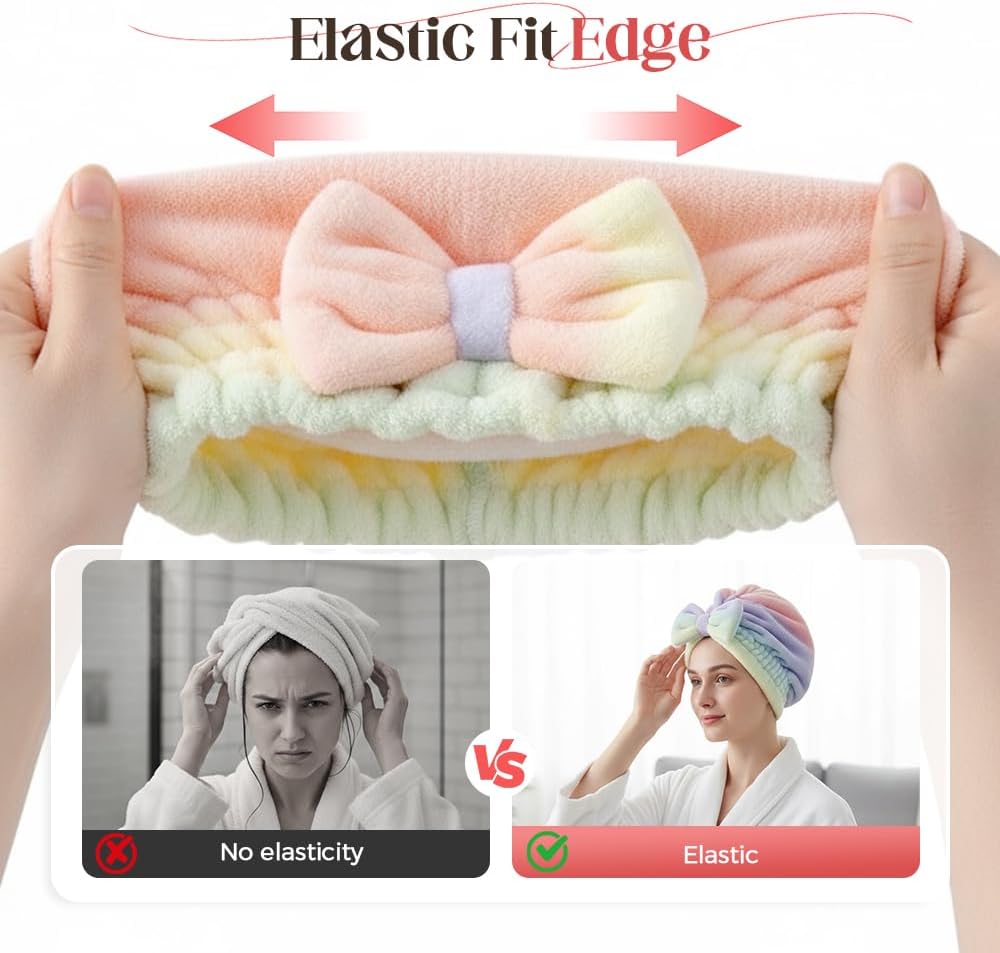 2Pcs Super Absorbent Hair Towel Wrap for Wet Hair, Microfiber Hair Drying Caps, Soft and Fast Drying Hair Towel for Home (Kit) — image 6