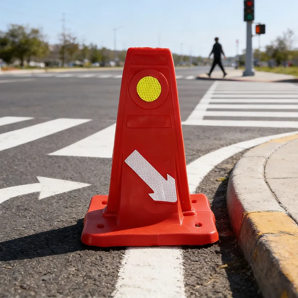 Reflective Traffic Divider Post Lane Separator Direction Arrow Roadwork Durable - Red — image 5
