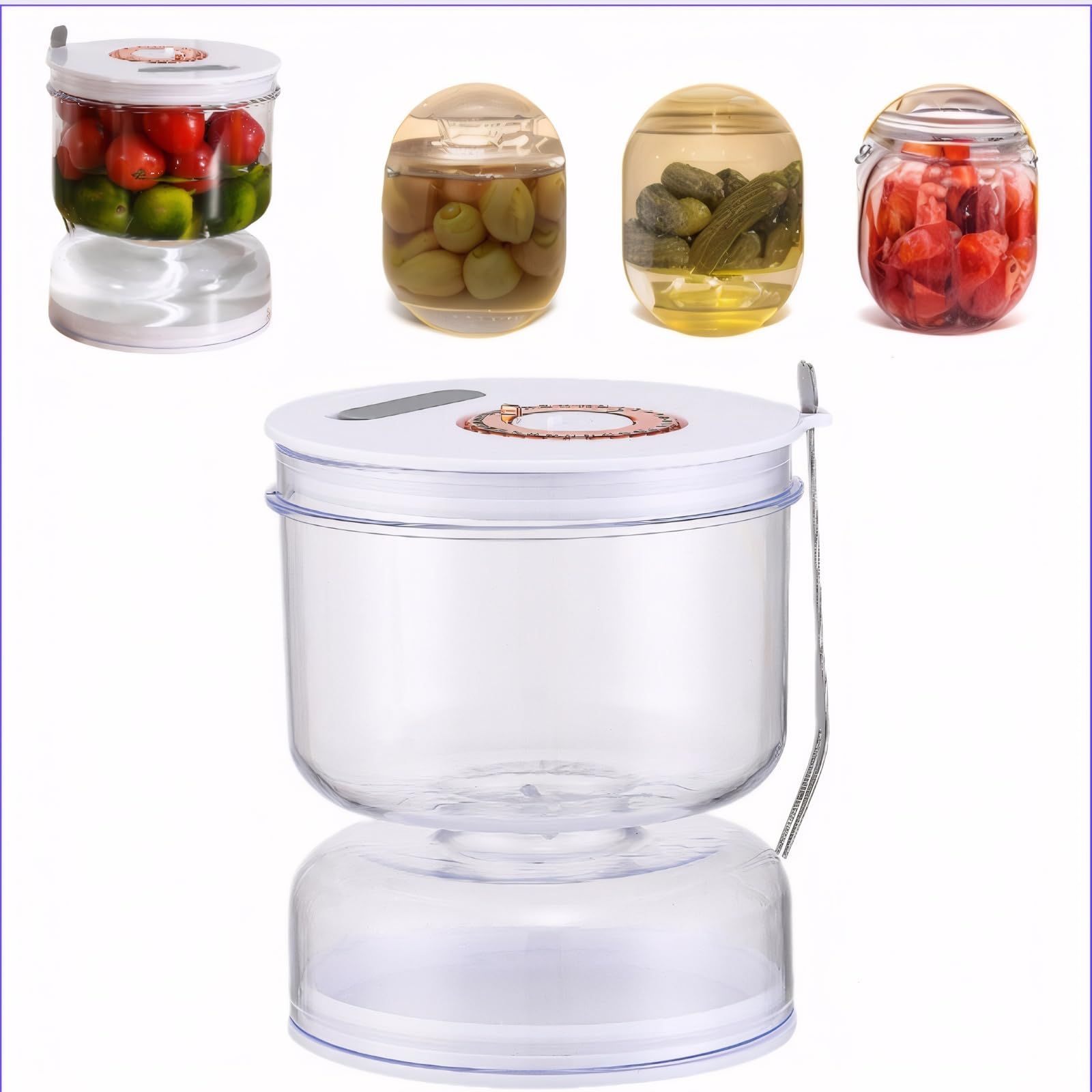 Pickle Container With Strainer,Pickle and Olive Hourglass jar,pickle juice separator,Pickle jars for airtight food storage