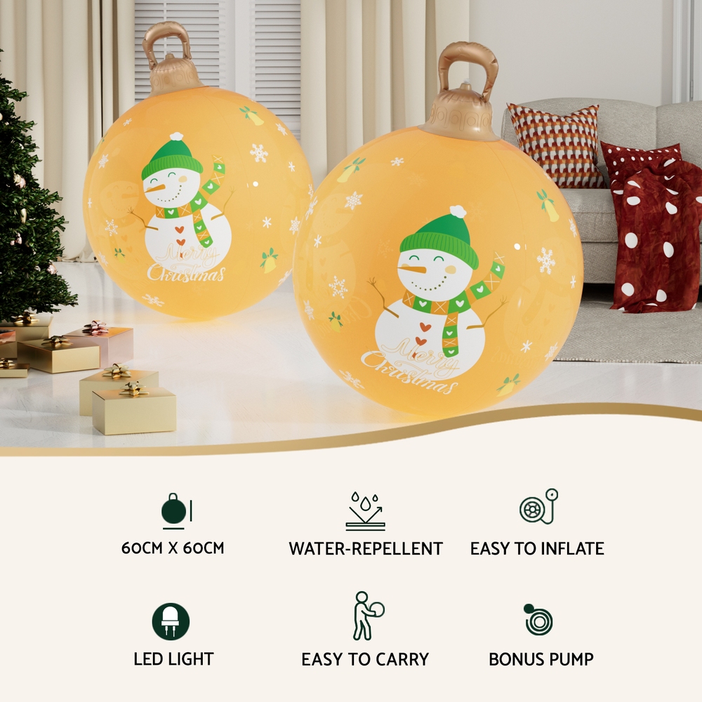 Jingle Jollys Christmas Inflatable Ball 60cm Led Illuminated Snowman Xmas Decor — image 4
