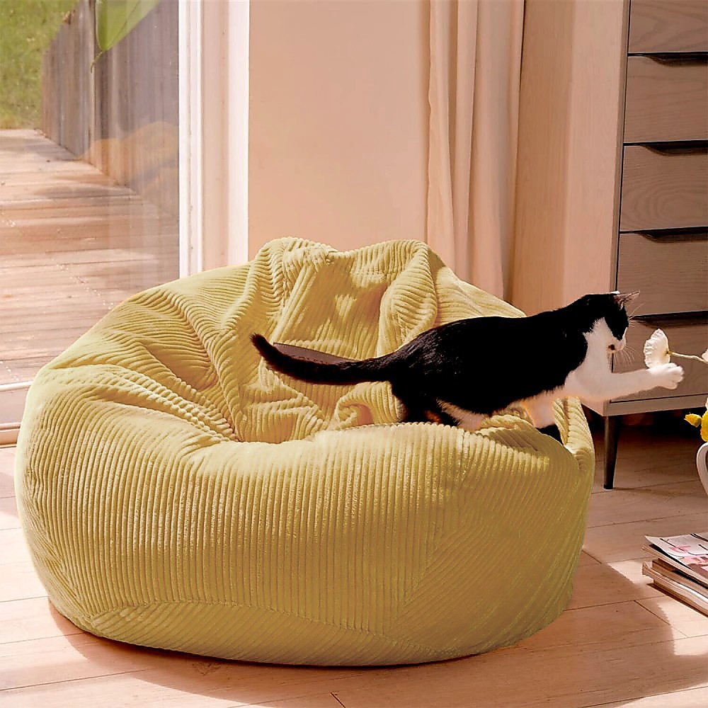 Jumbo Cord Beanbag Chair Cover Unfilled Large Bean Bag - Mustard โ image 5