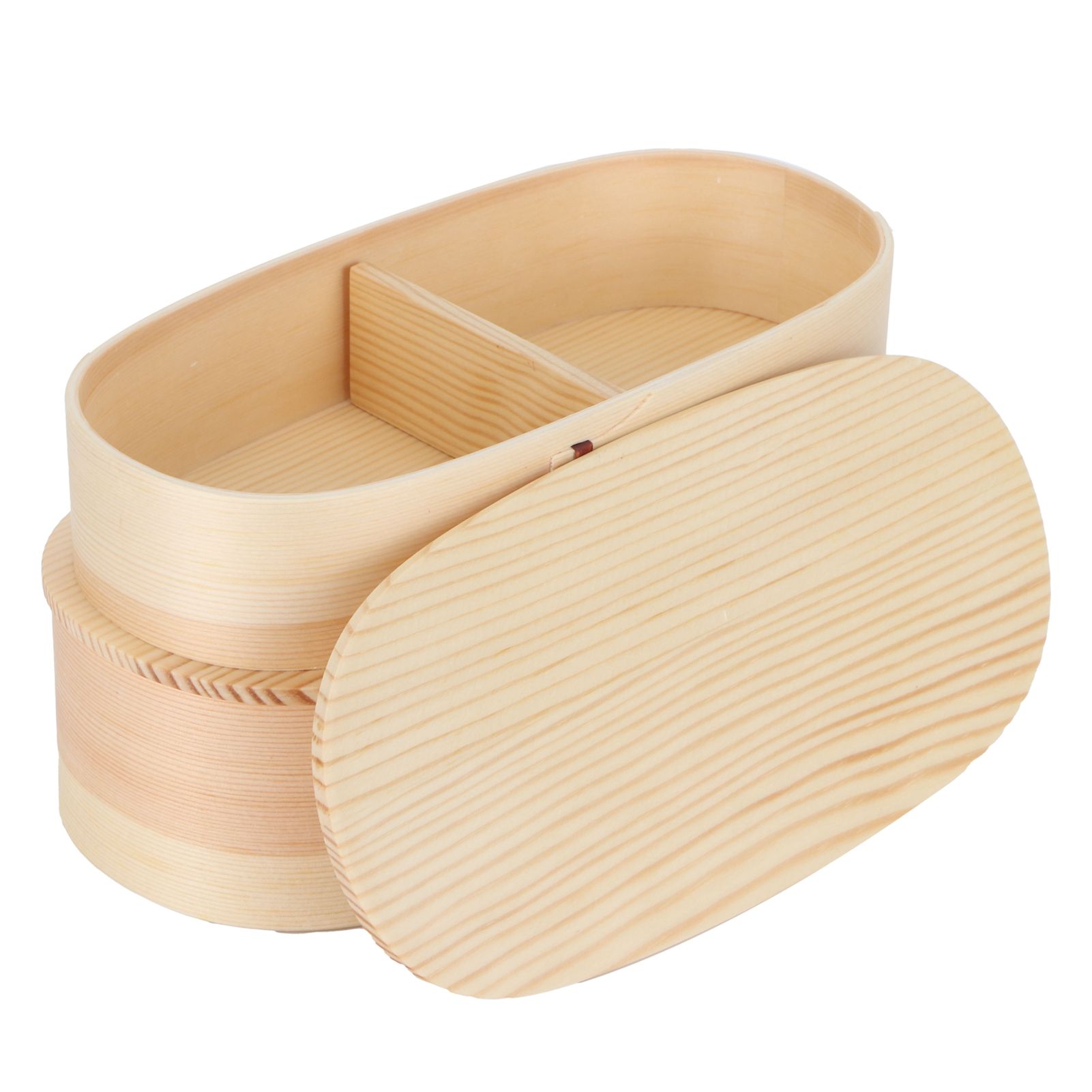 Lunch Box Set Japanese Style Wooden Food Storage Container for Students Workers 19x10x9.5cmWood Color — image 4