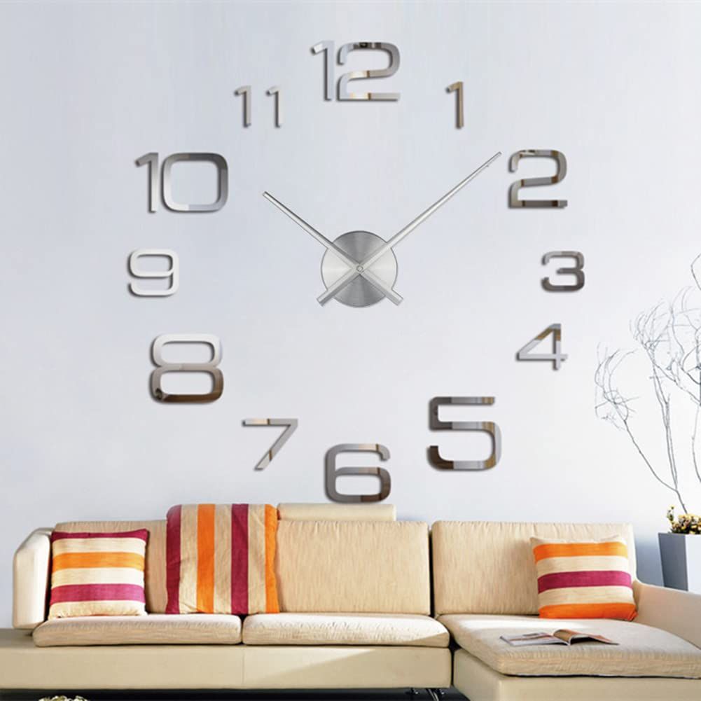 3D Clock Hands, DIY Large Clock Hands Needles Wall Clocks 3D Home Art Decor Quartz Clock Mechanism Accessories (Silver) — image 4