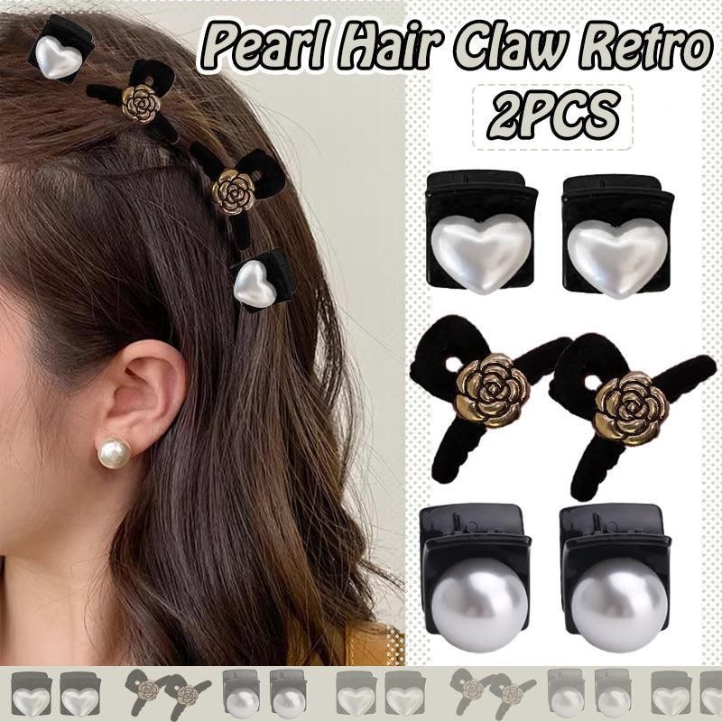 Mini Hair Claw Faux Pearl Hair Clip Hairpins For Women Girls Black Small Grab - Pearl โ image 2