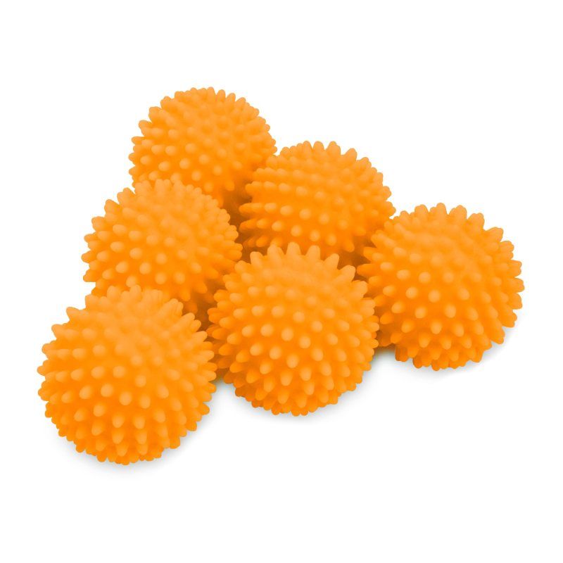 Reusable Dryer Balls, Fabric Softener for Laundry, Orange, 2.5 in, 6 Pack helping to dry more evenly