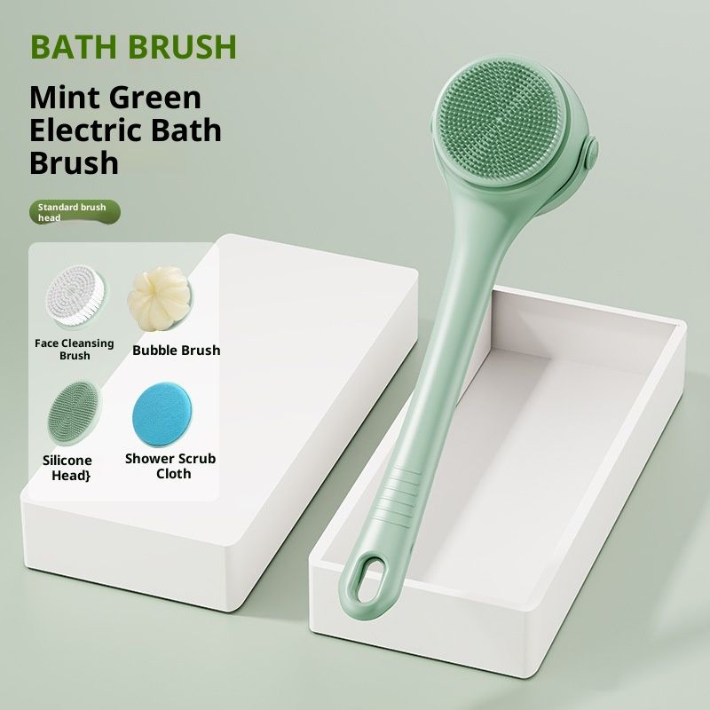 Electric Body Brush Back Scrubber for Shower, Auto Spinning Exfoliating Massage Bath Brush Rechargeable, Dual Long Handle, Deep Cleansing, Waterproof, Rotating — image 3