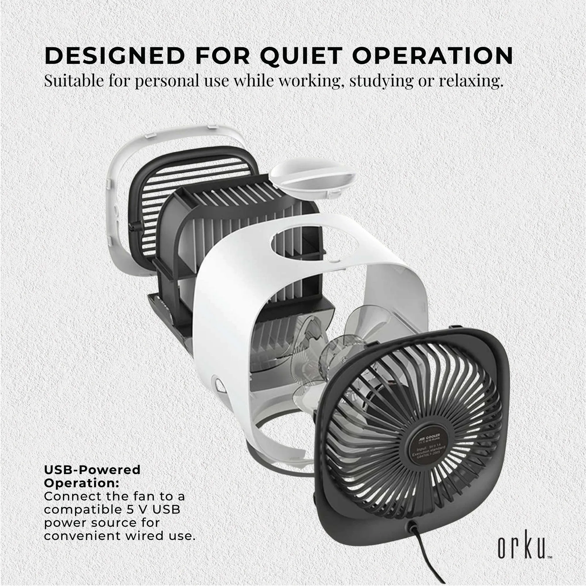 Orku USB Mini Evaporative Air Cooler Fan White - 300 Ml Water Tank — image 3