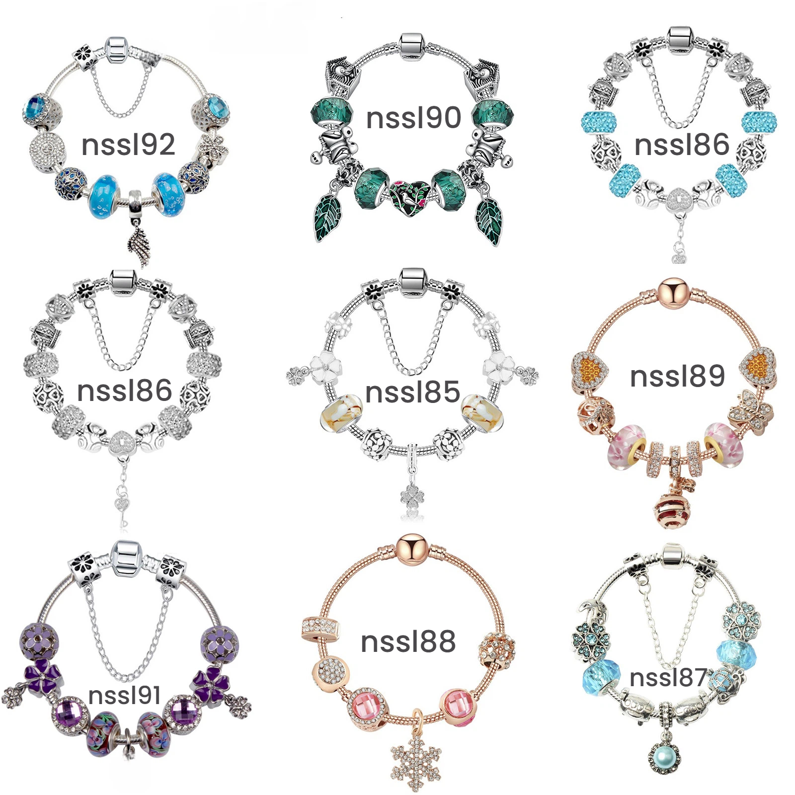 Snowflake Pendant Bracelet: Adorned with Rhinestones & Glass Beads(19cm) โ image 2